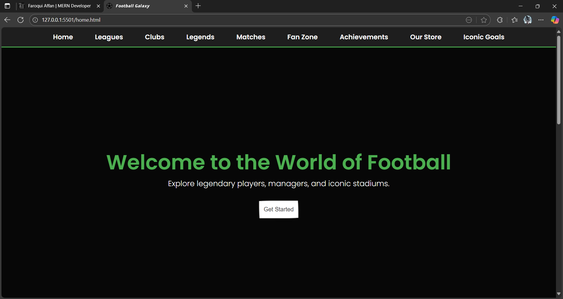 Football Project Screenshot